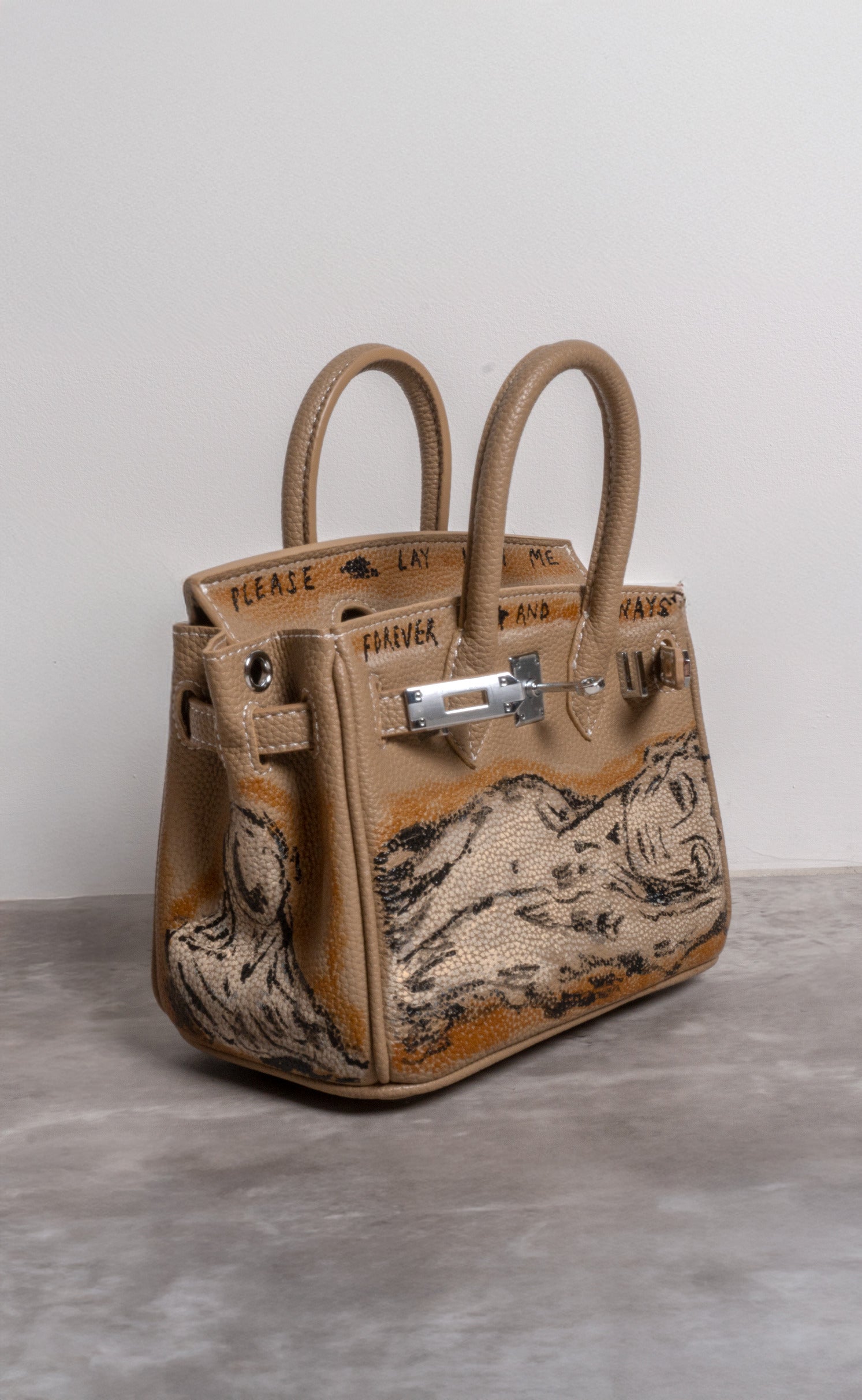 Small Painted Vegan Leather Tote, 8x4x6