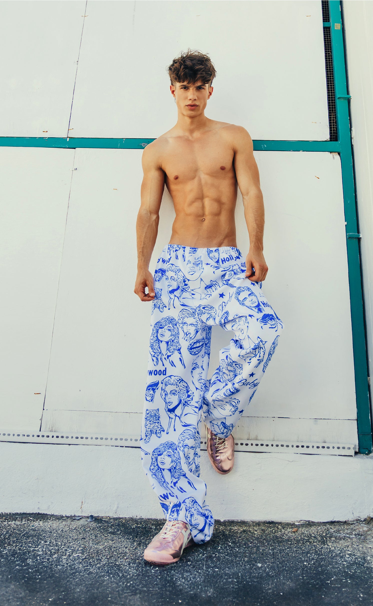 'California Blues' Wide-Leg Track Pant