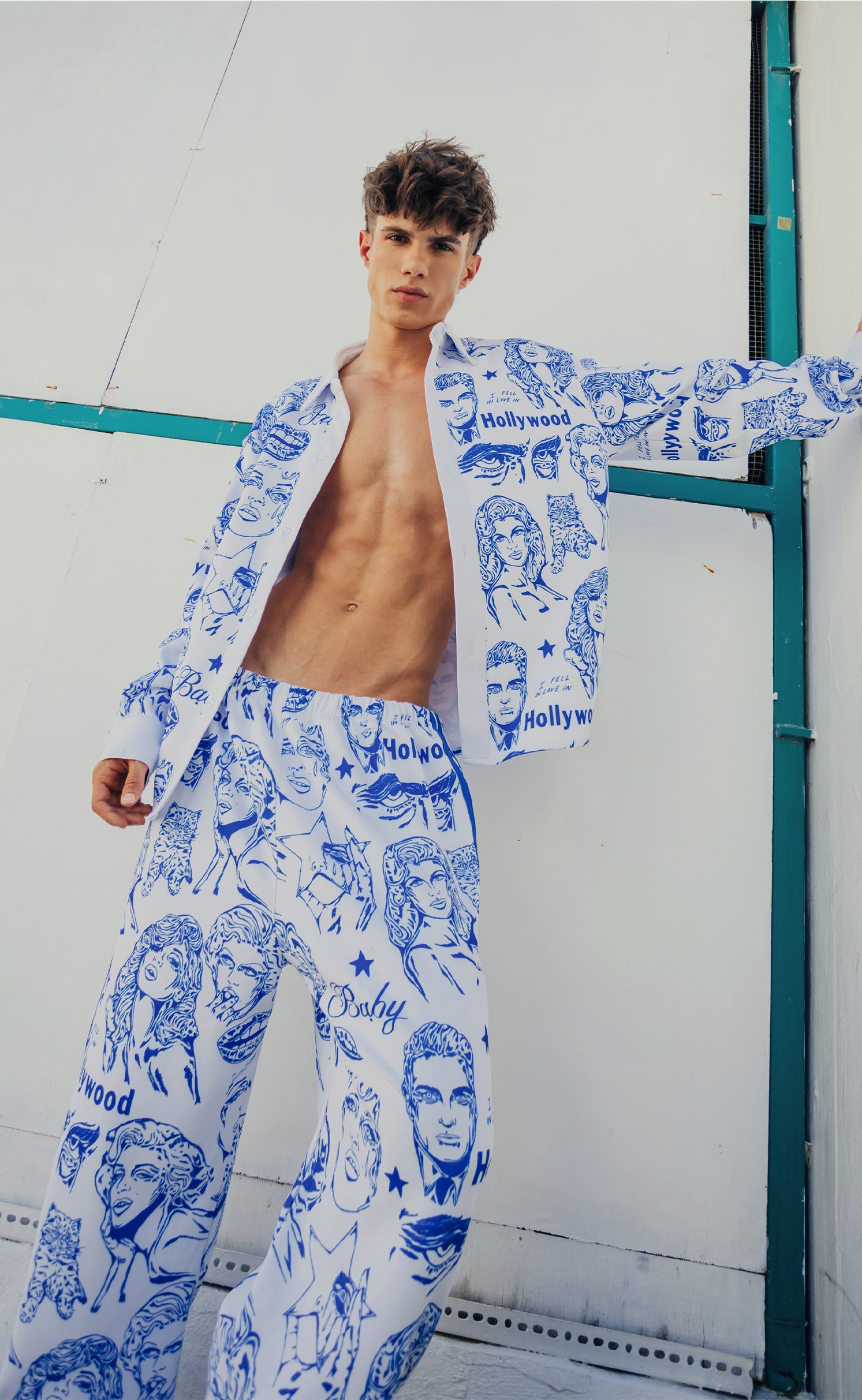 'California Blues' Wide-Leg Track Pant