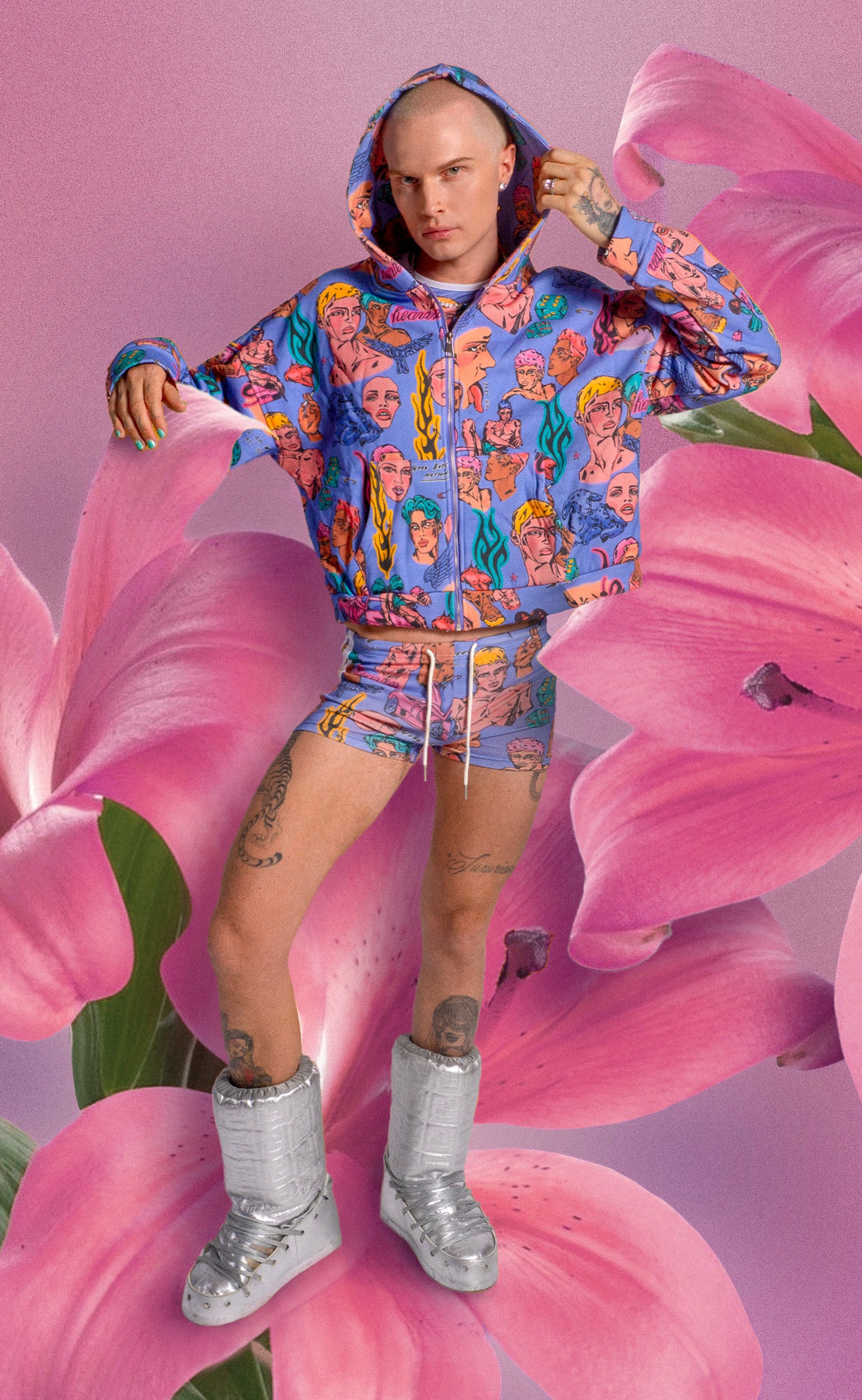 'Nobodys Flower' Mini Track Shorts