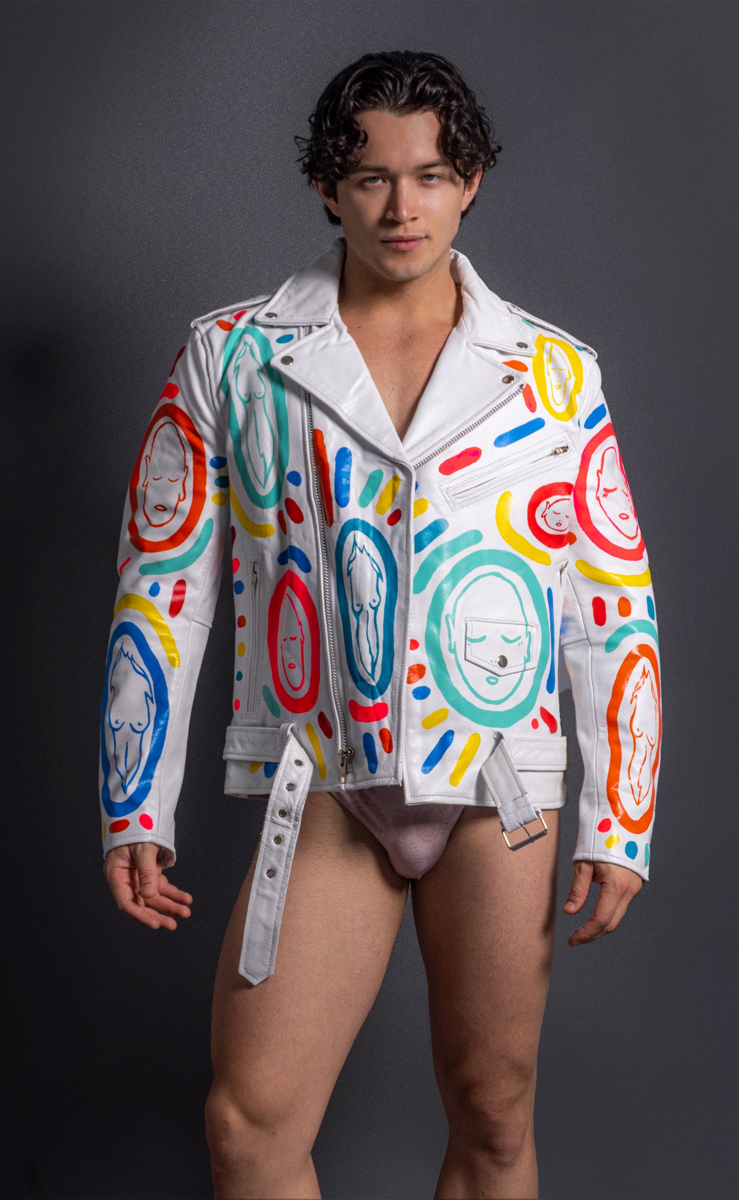 Hand Painted 'ALL OVER YOU' Leather Jacket - Large - Patrick Church