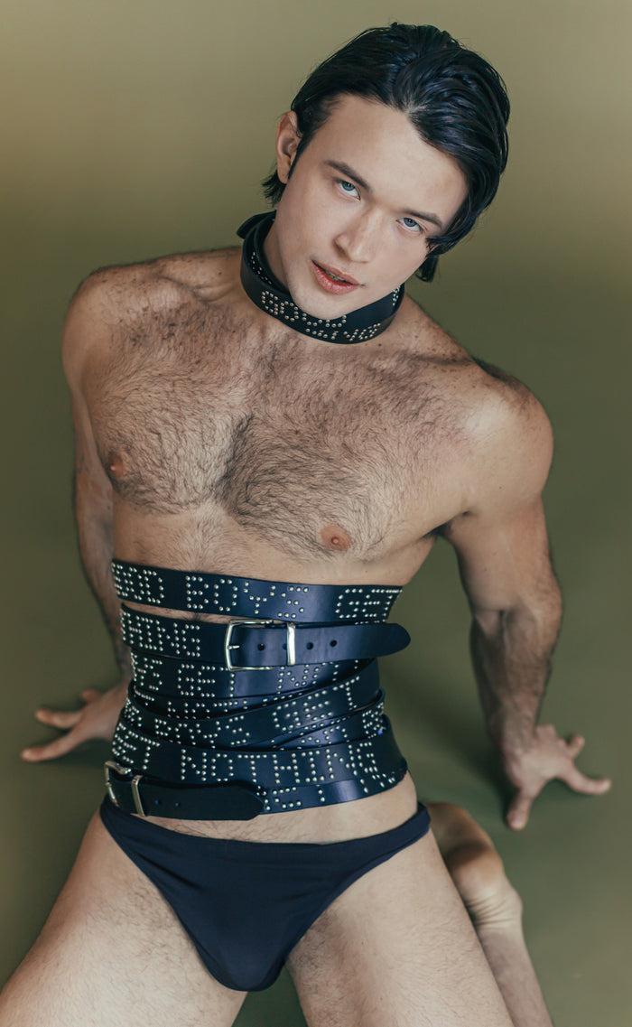 'Good Boys Get Nothing' Studded Belt - Patrick Church