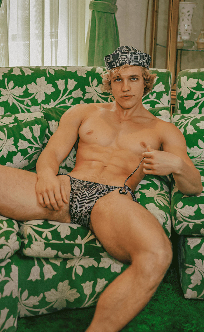 'Get In Line' Side Tie Swim Brief - Patrick Church