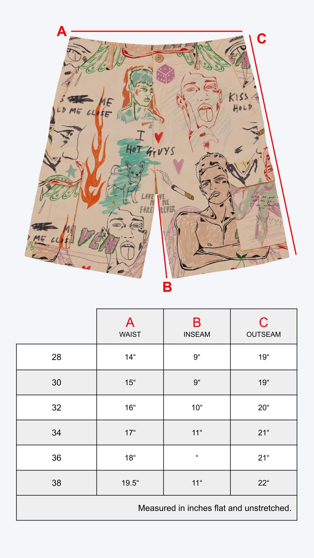 'L'amour' Cargo Shorts