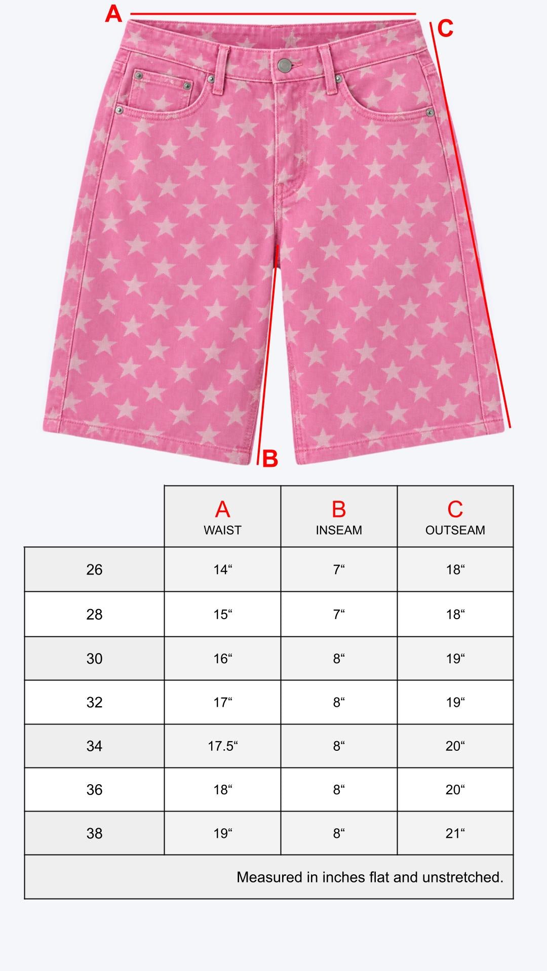 "LuckyStar" Jacquard Classic Denim Shorts