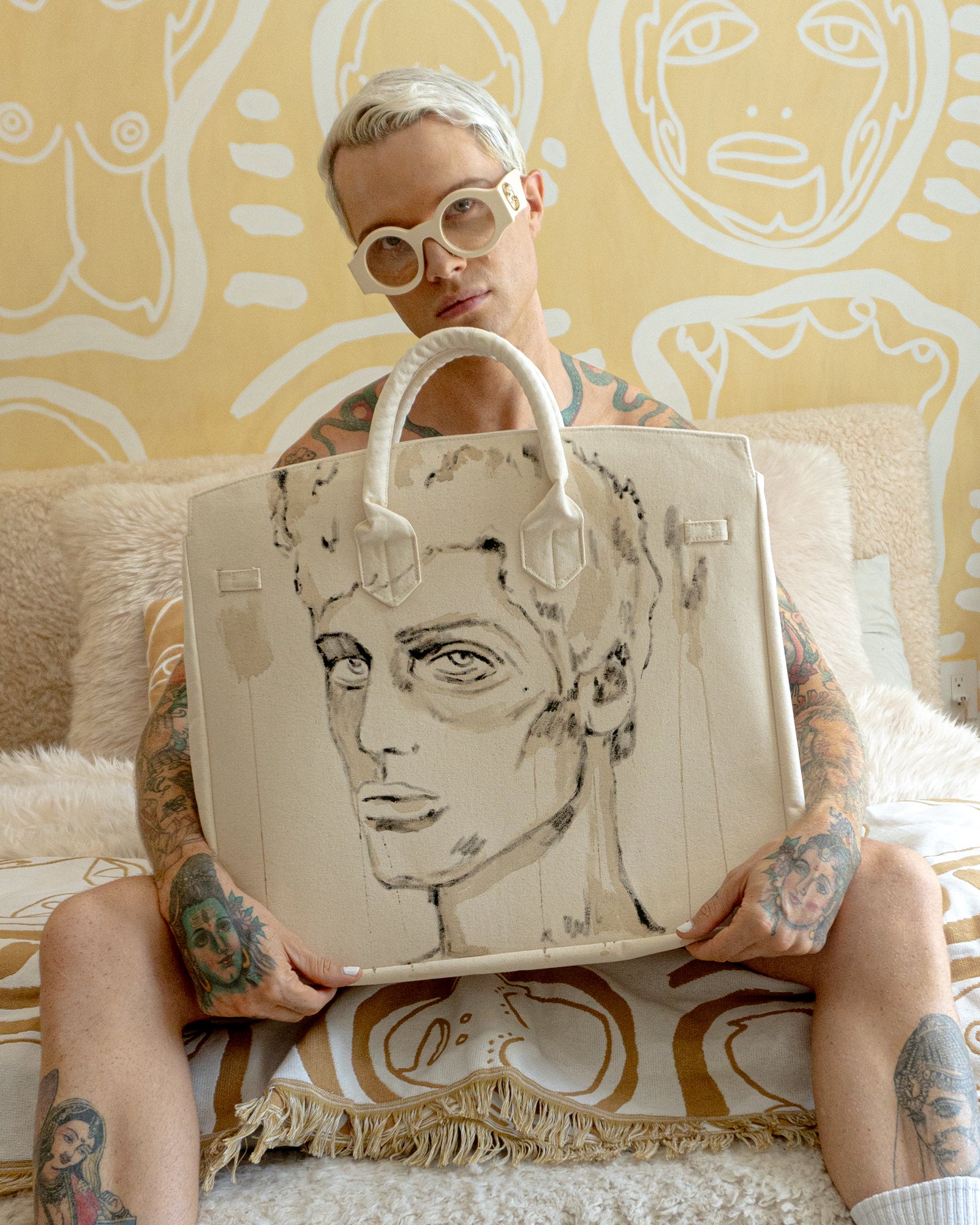 'Dearest Boy' Painted Canvas Bag - Patrick Church
