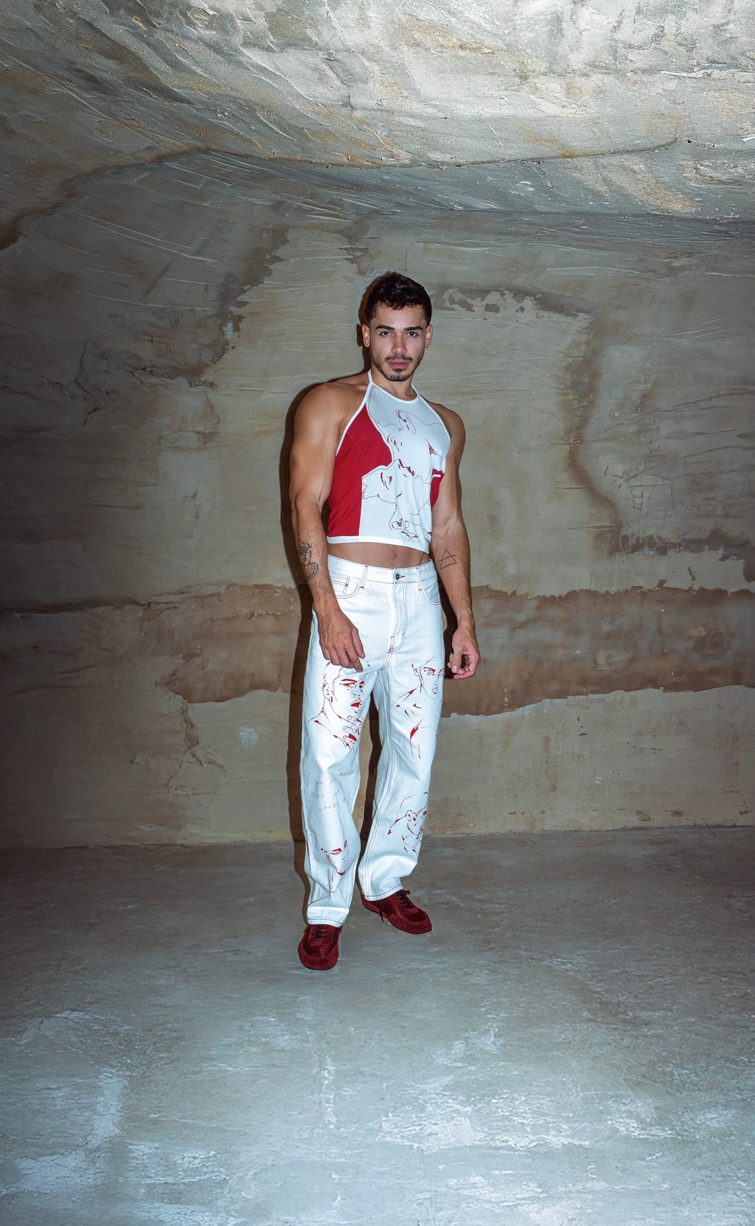 Red Stitch 'Handle With Care' Jeans