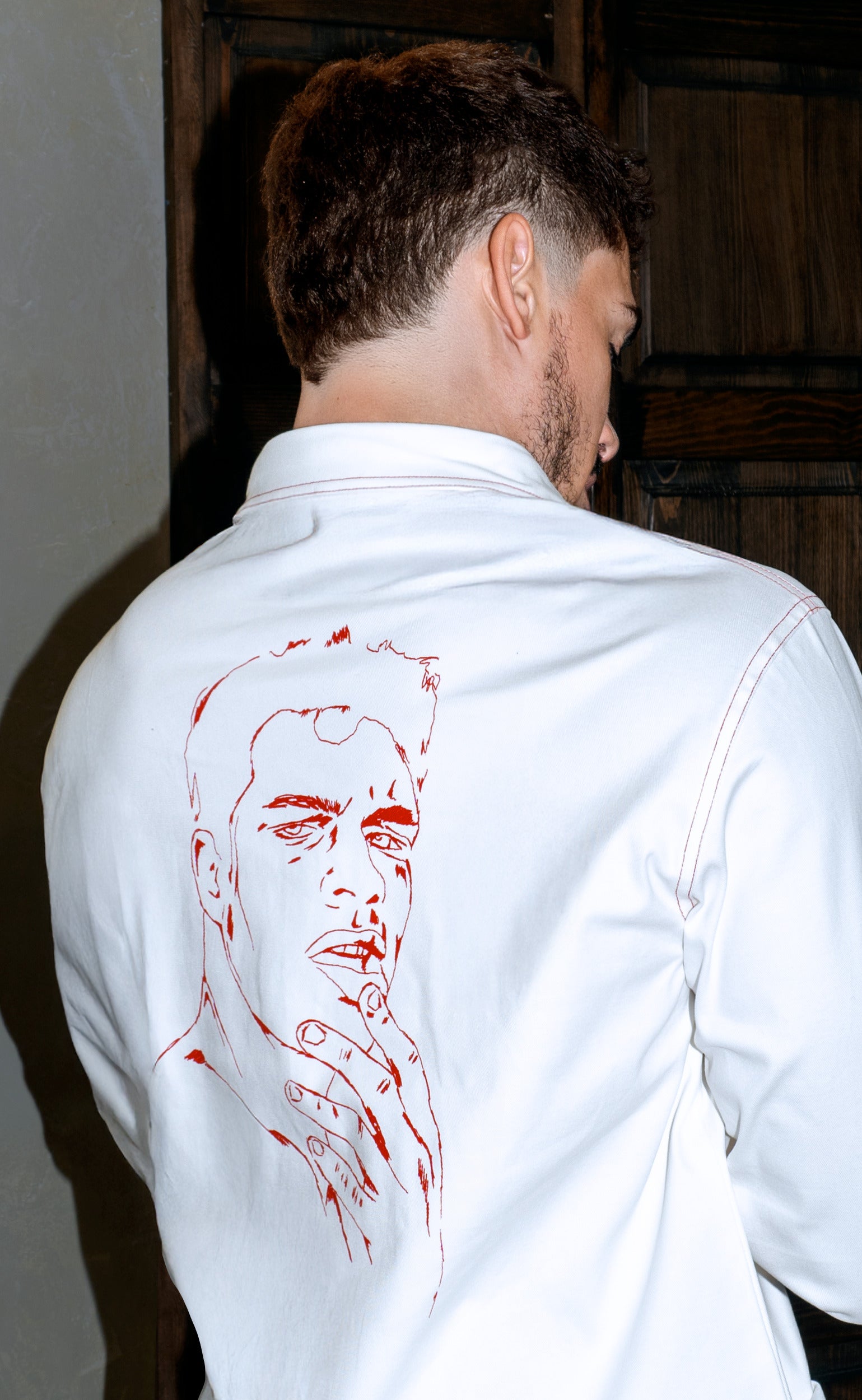 Red Stitch 'Handle With Care' Denim Shirt