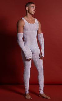 Siren Flocked Mesh Bodysuit and Fingerless Gloves - Patrick Church