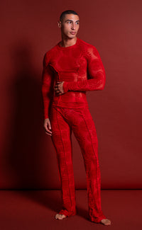 Valentine Flock Mesh Flare Pant - Patrick Church