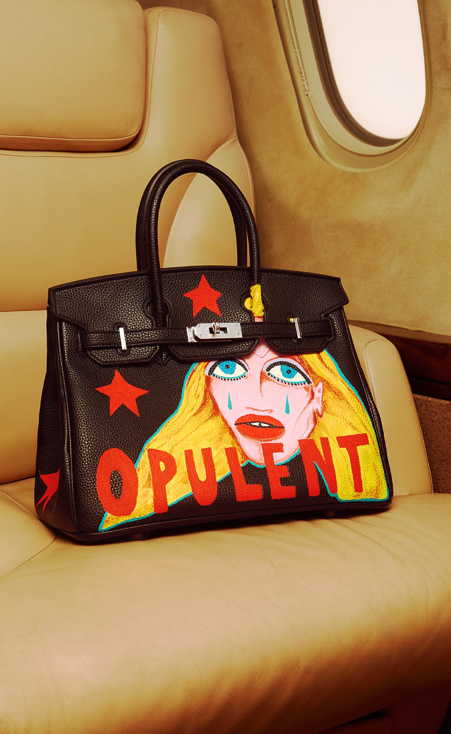 Large Painted Leather Tote, 12x9x6
