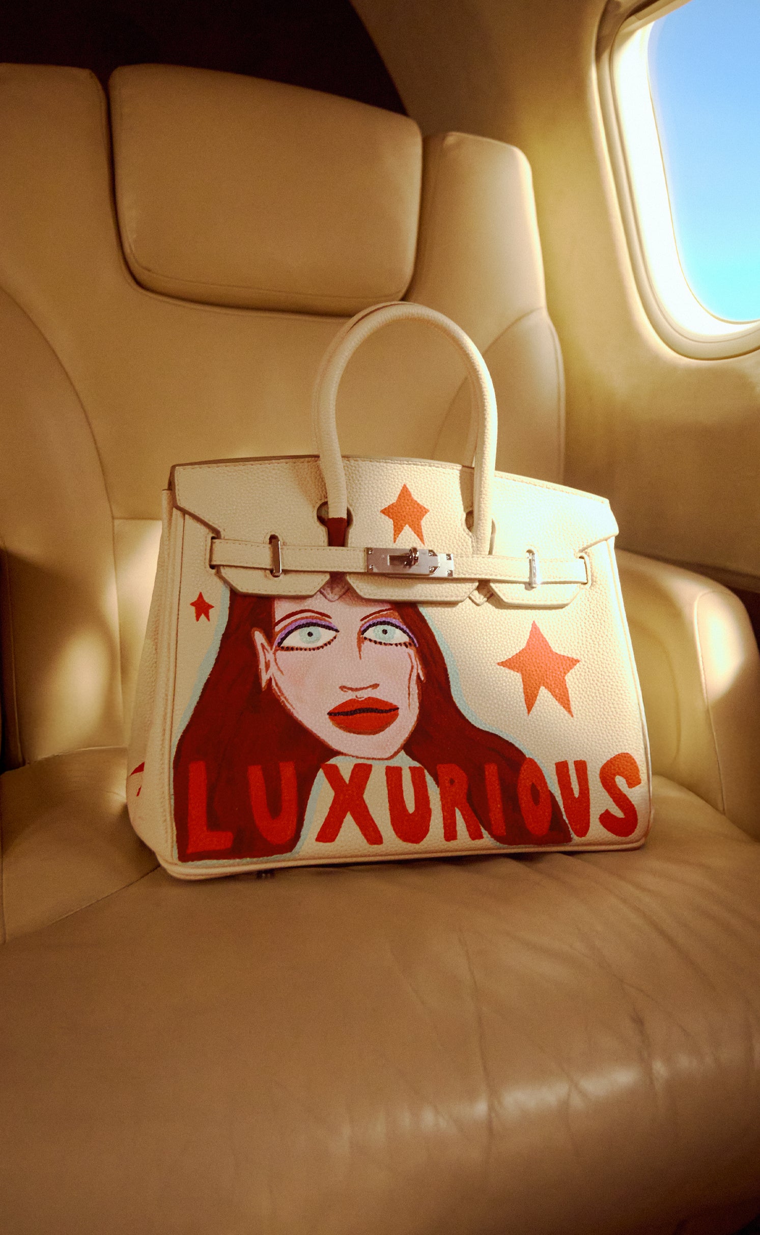 Large Painted Leather Tote, 12x9x6