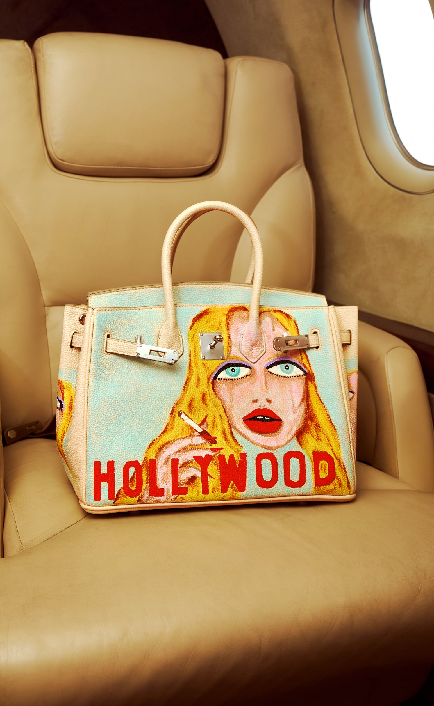 Large Painted Leather Tote, 12x9x6