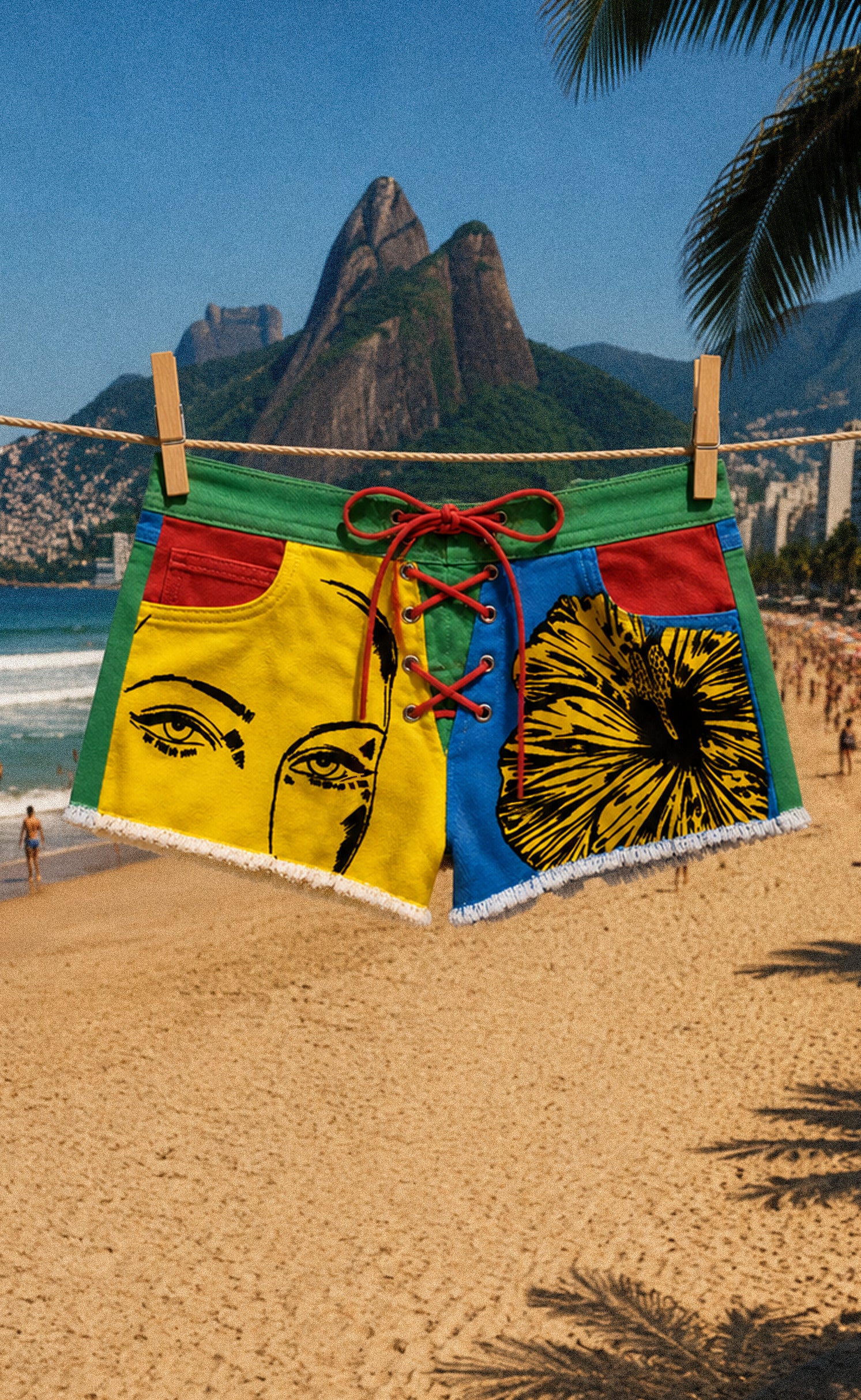'Paraíso' Brazil Tie Front Shorts