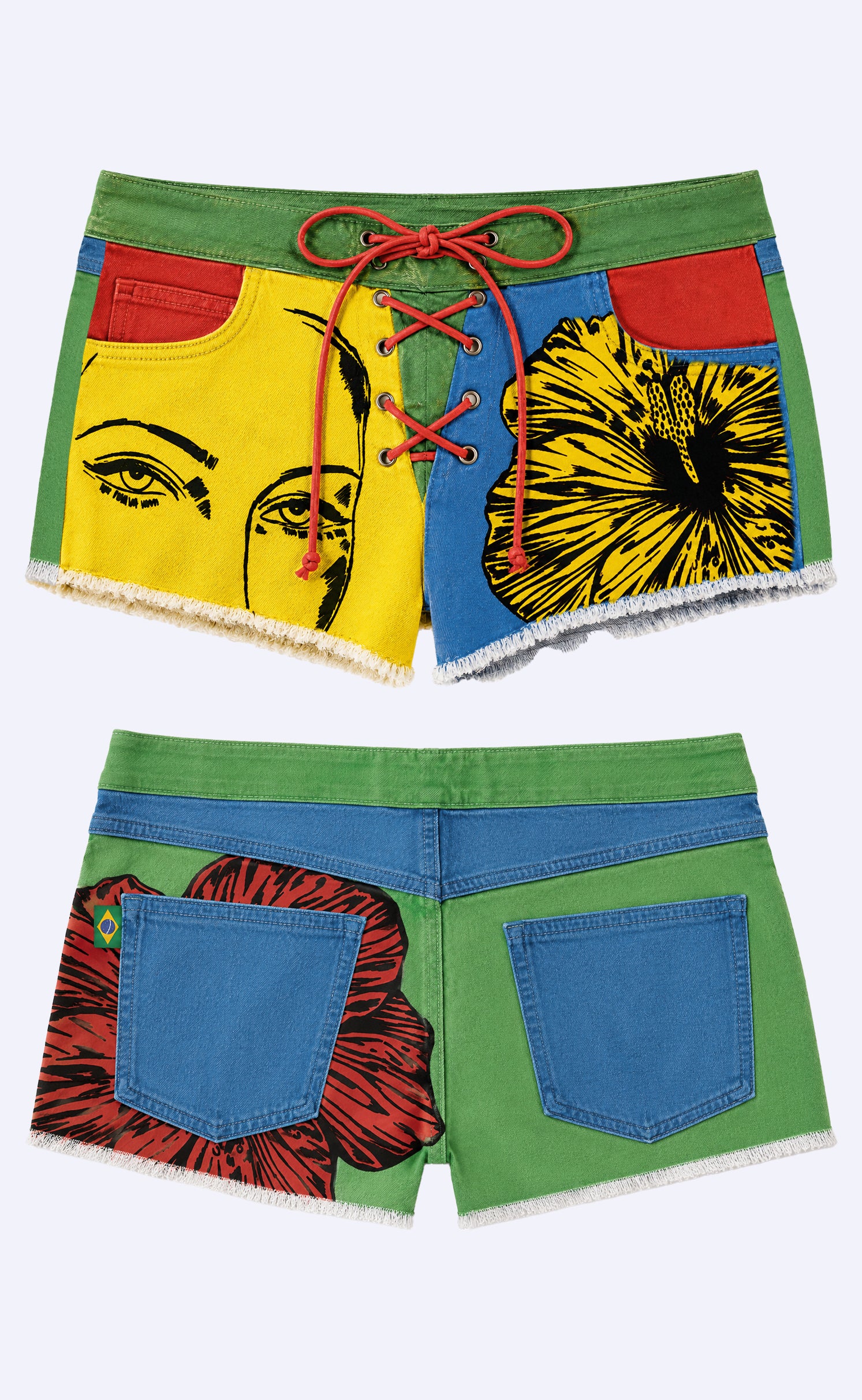 'Paraíso' Brazil Tie Front Shorts