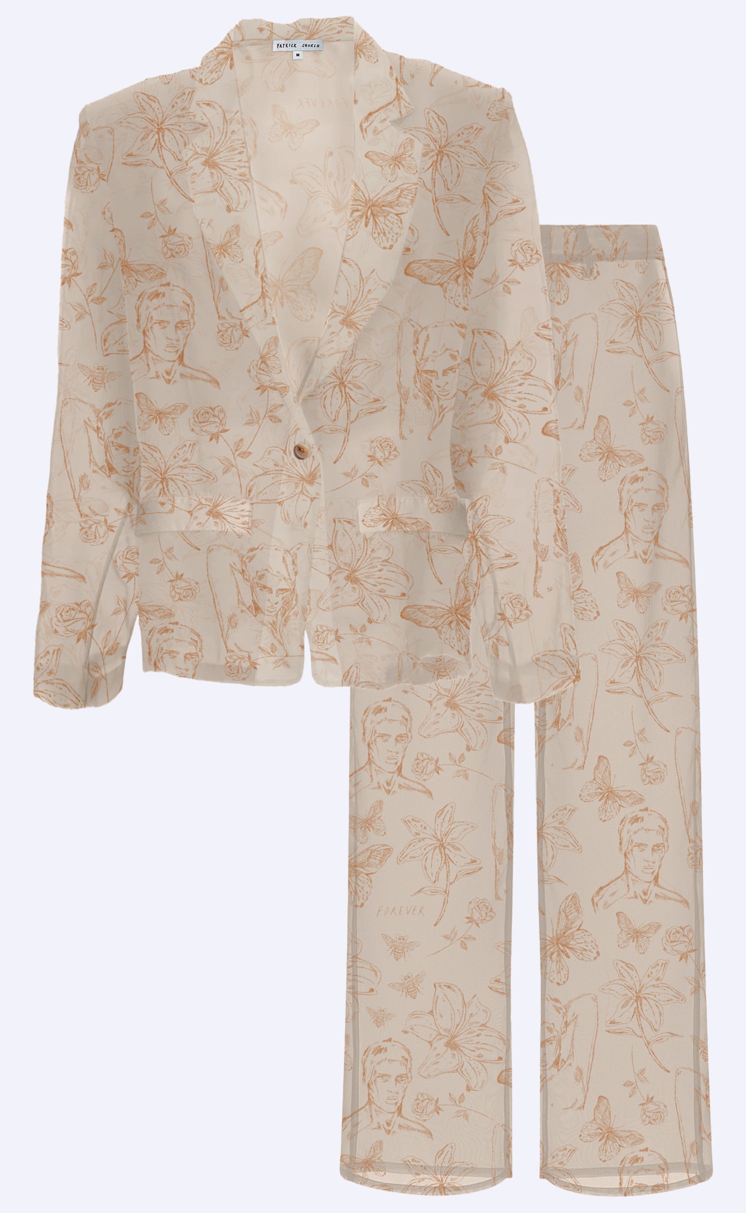 Sheer 'Adore' Double Breasted Shirt and Pant