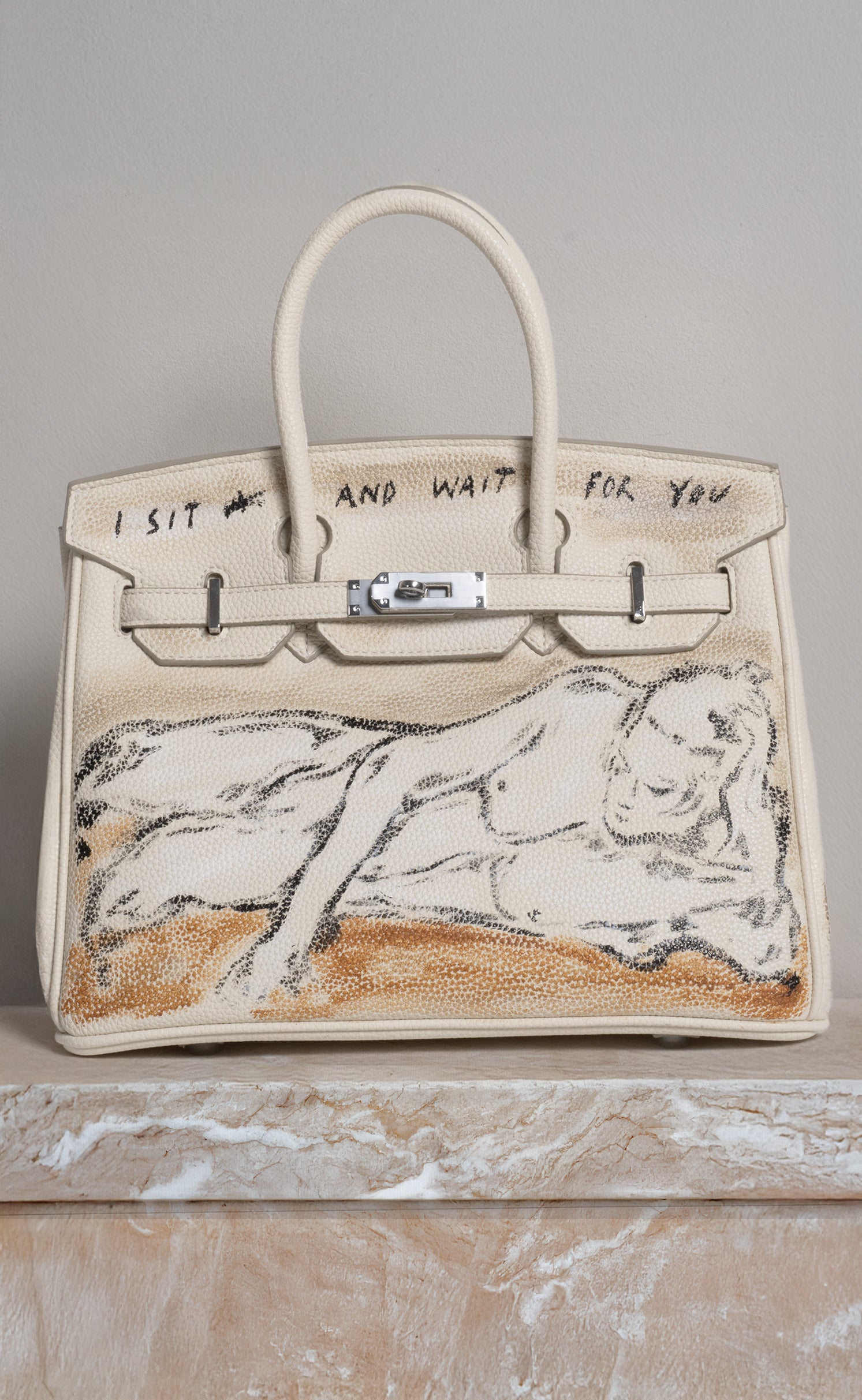'I Will Always Wait For You' Painted Tote, 12' x 9' x 6'