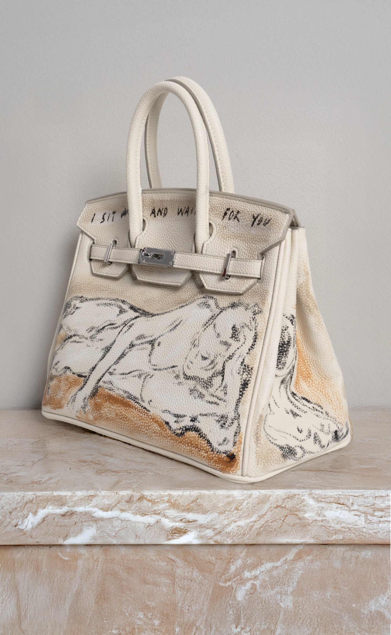 'I Will Always Wait For You' Painted Tote, 12' x 9' x 6'