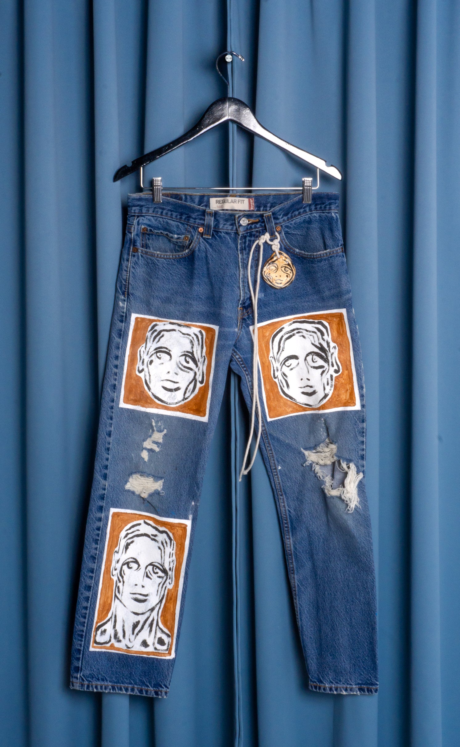 Hand Painted 'Portrait' Jeans - 31 Waist - Patrick Church