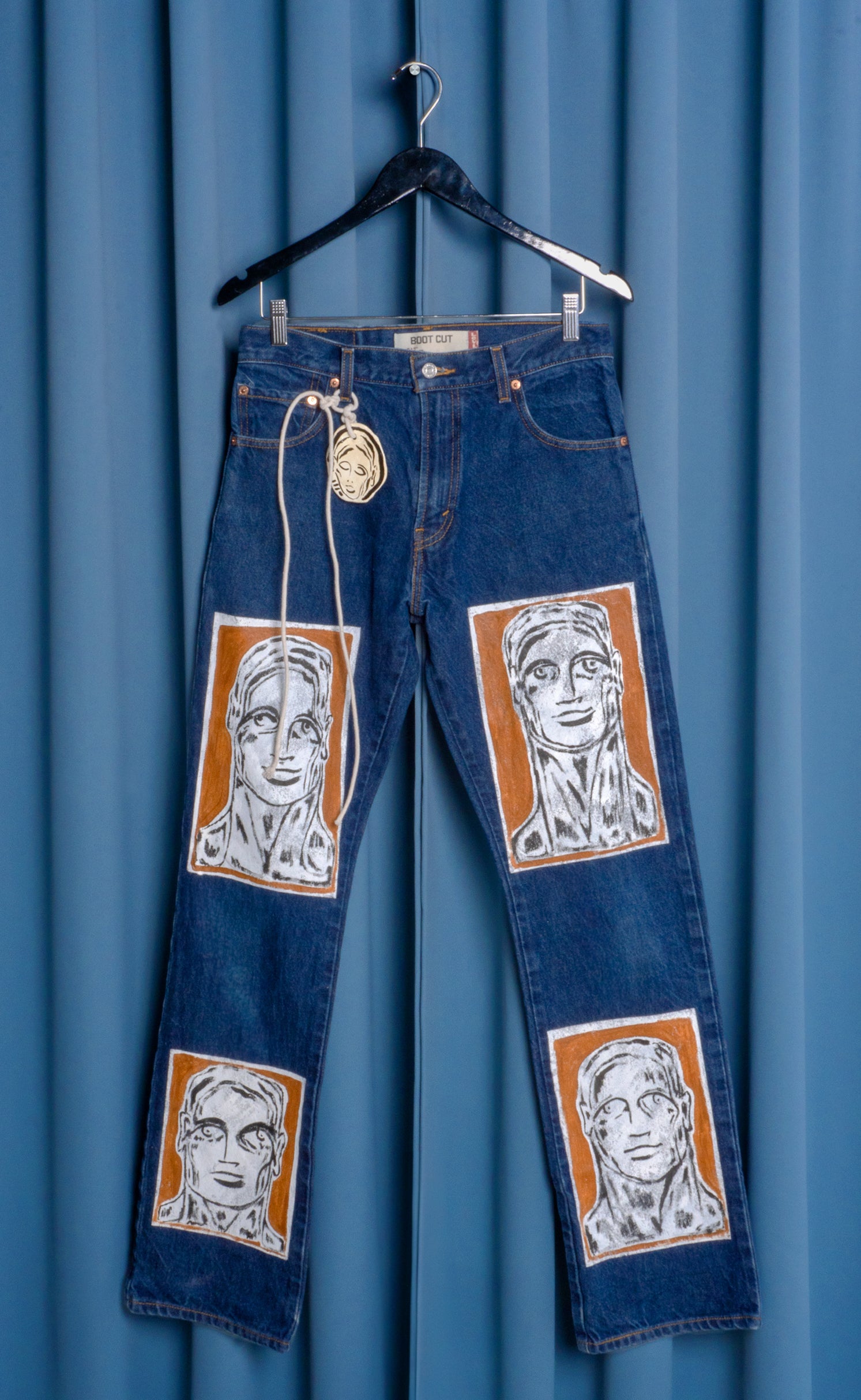 Hand Painted 'Portrait' Jeans - 30 Waist - Patrick Church