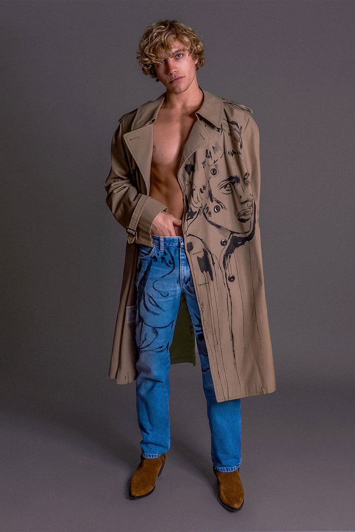 'Dearest Boy' Oversized Trench Coat, Size XXL - Patrick Church