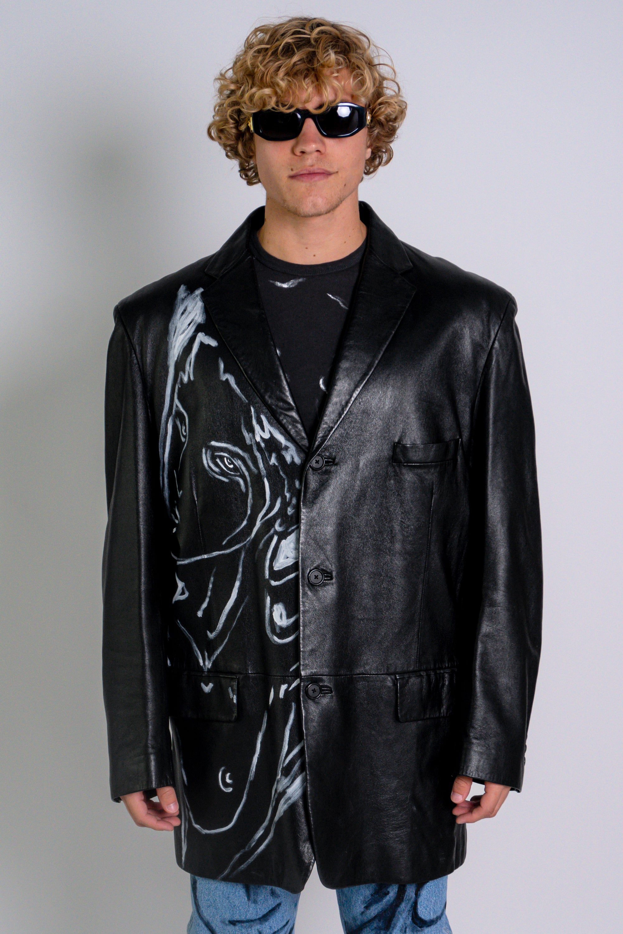 'Dearest Boy' Oversized Leather Blazer Size XXL - Patrick Church