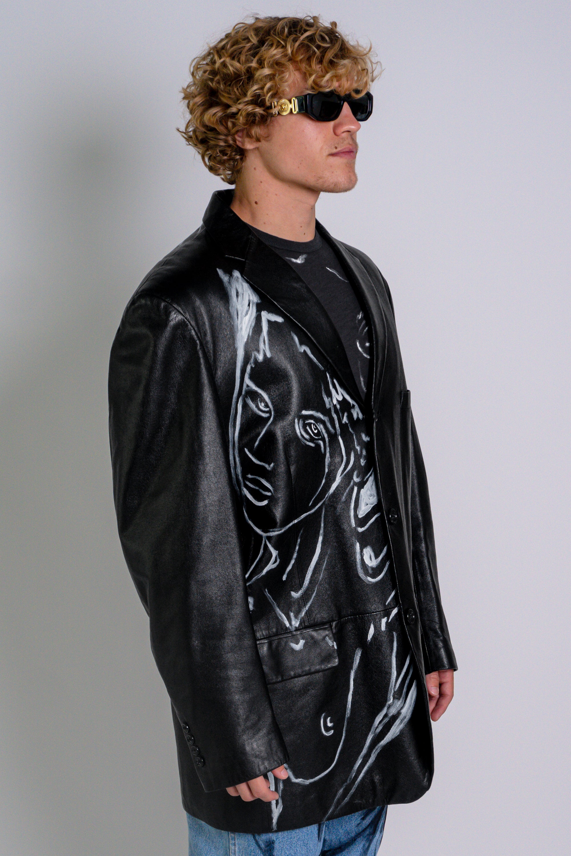 'Dearest Boy' Oversized Leather Blazer Size XXL - Patrick Church