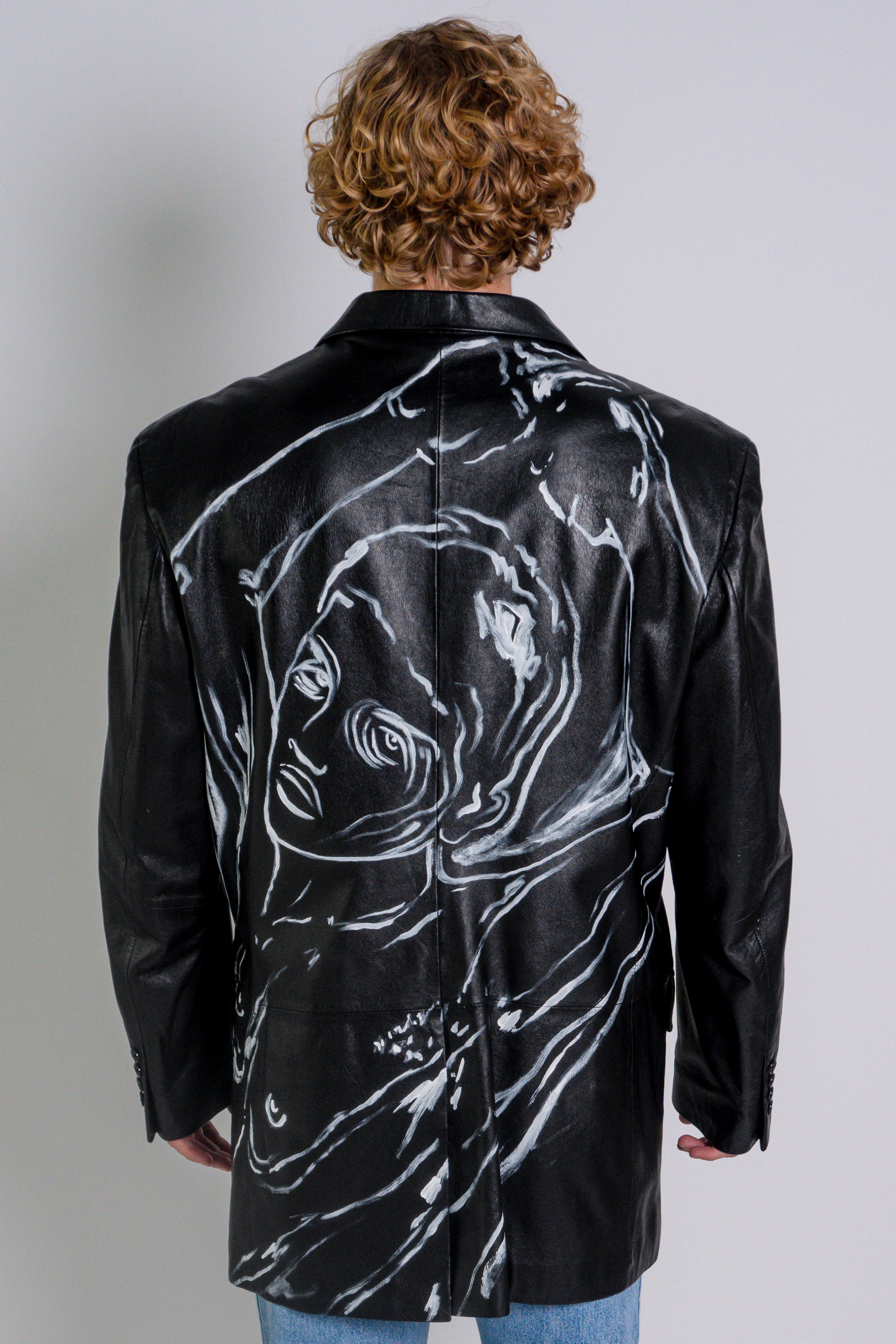 'Dearest Boy' Oversized Leather Blazer Size XXL - Patrick Church