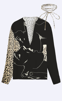 'The Art Of Kissing' V Neck Shirt With Wrap Necklace - Patrick Church