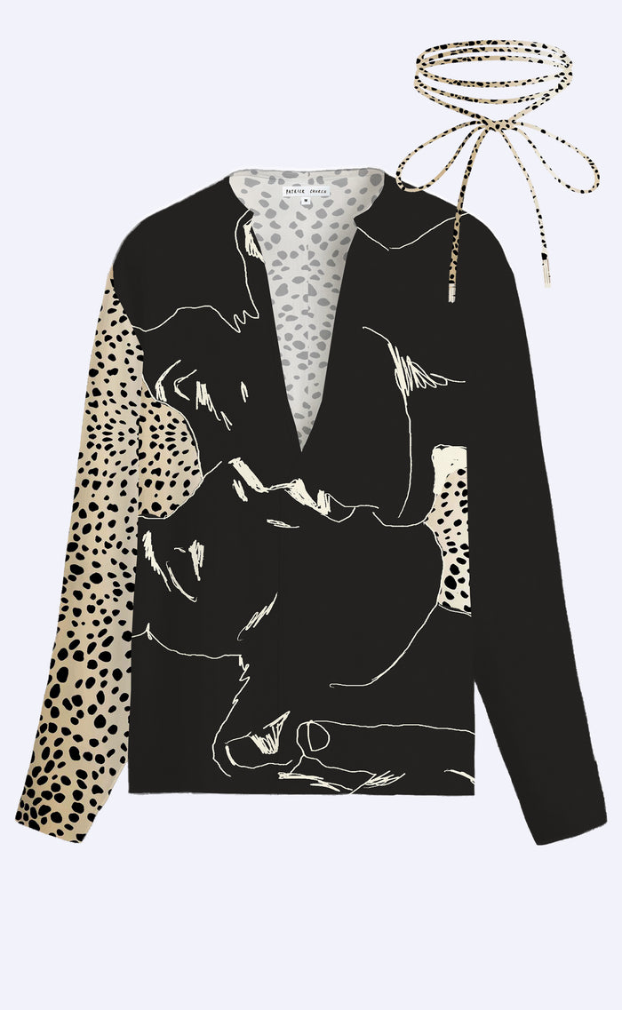'The Art Of Kissing' V Neck Shirt With Wrap Necklace - Patrick Church