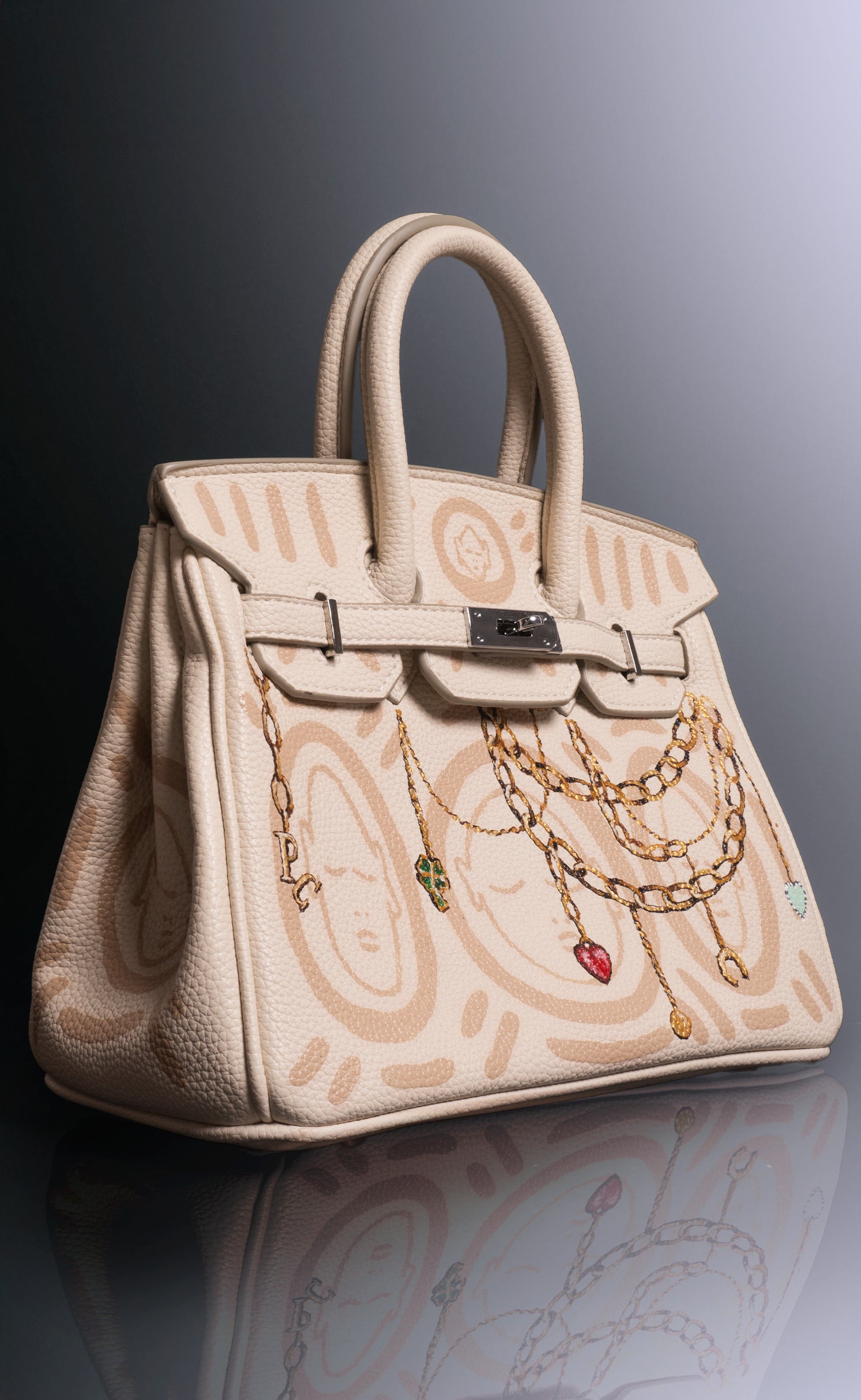 'Love Letter' Part Two Hand Painted Medium Vegan Leather Tote, 10x5x7