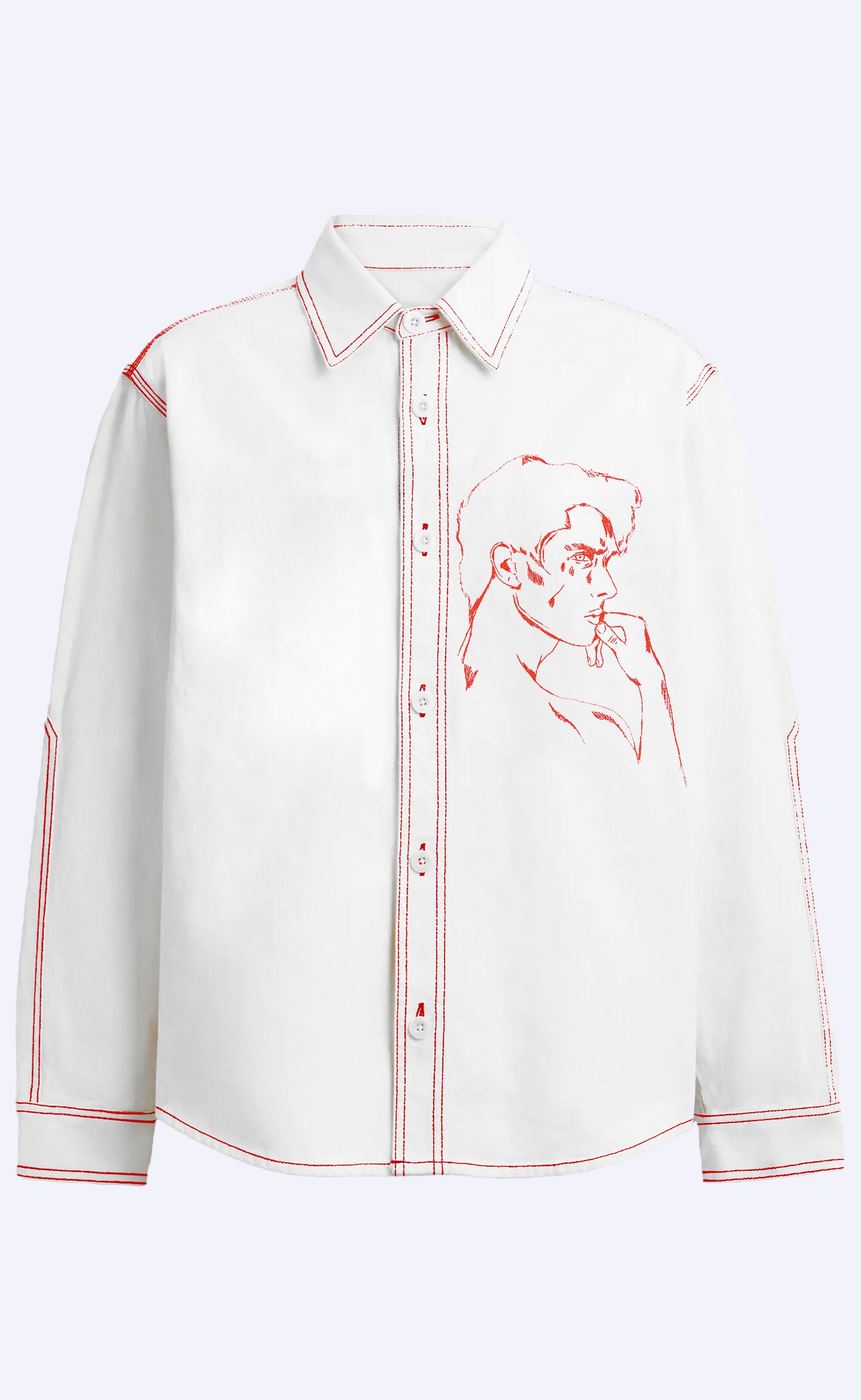 Red Stitch 'Handle With Care' Denim Shirt