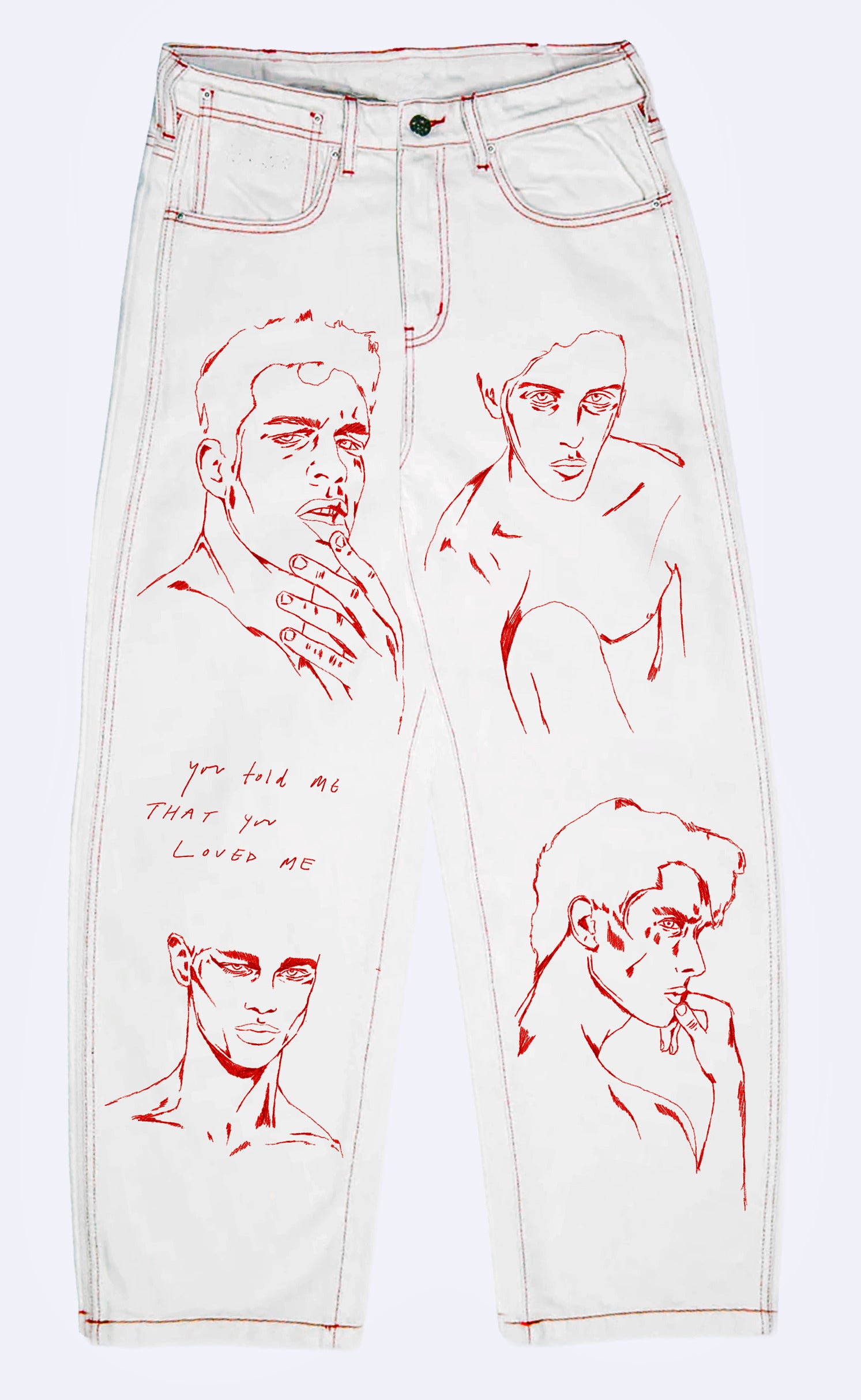 Red Stitch 'Handle With Care' Jeans