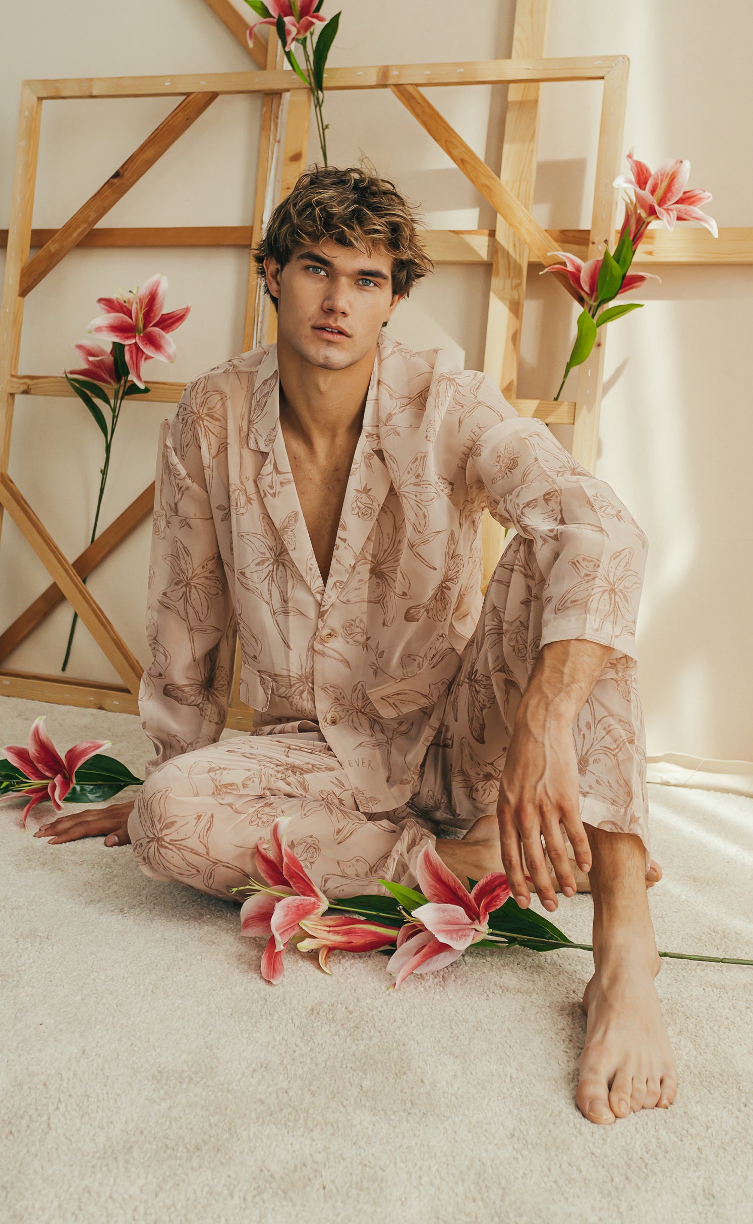 Sheer 'Adore' Double Breasted Shirt and Pant