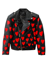 'HEARTS' Hand Painted Leather Jacket - Patrick Church