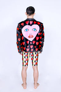 'HEARTS' Hand Painted Leather Jacket - Patrick Church