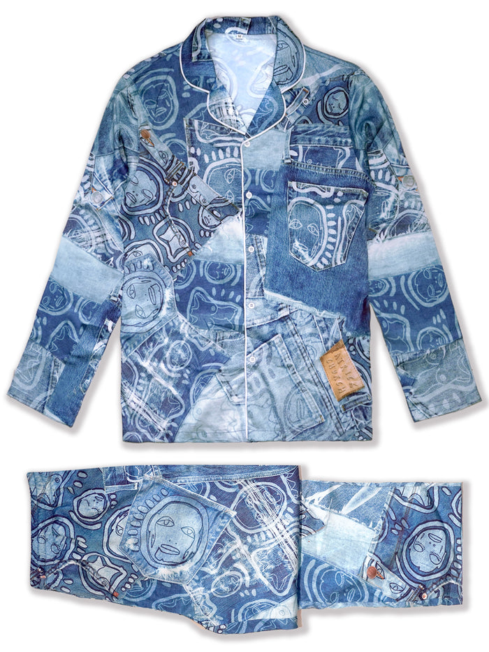 Denim Trompe L'oeil Pajama Set - Patrick Church