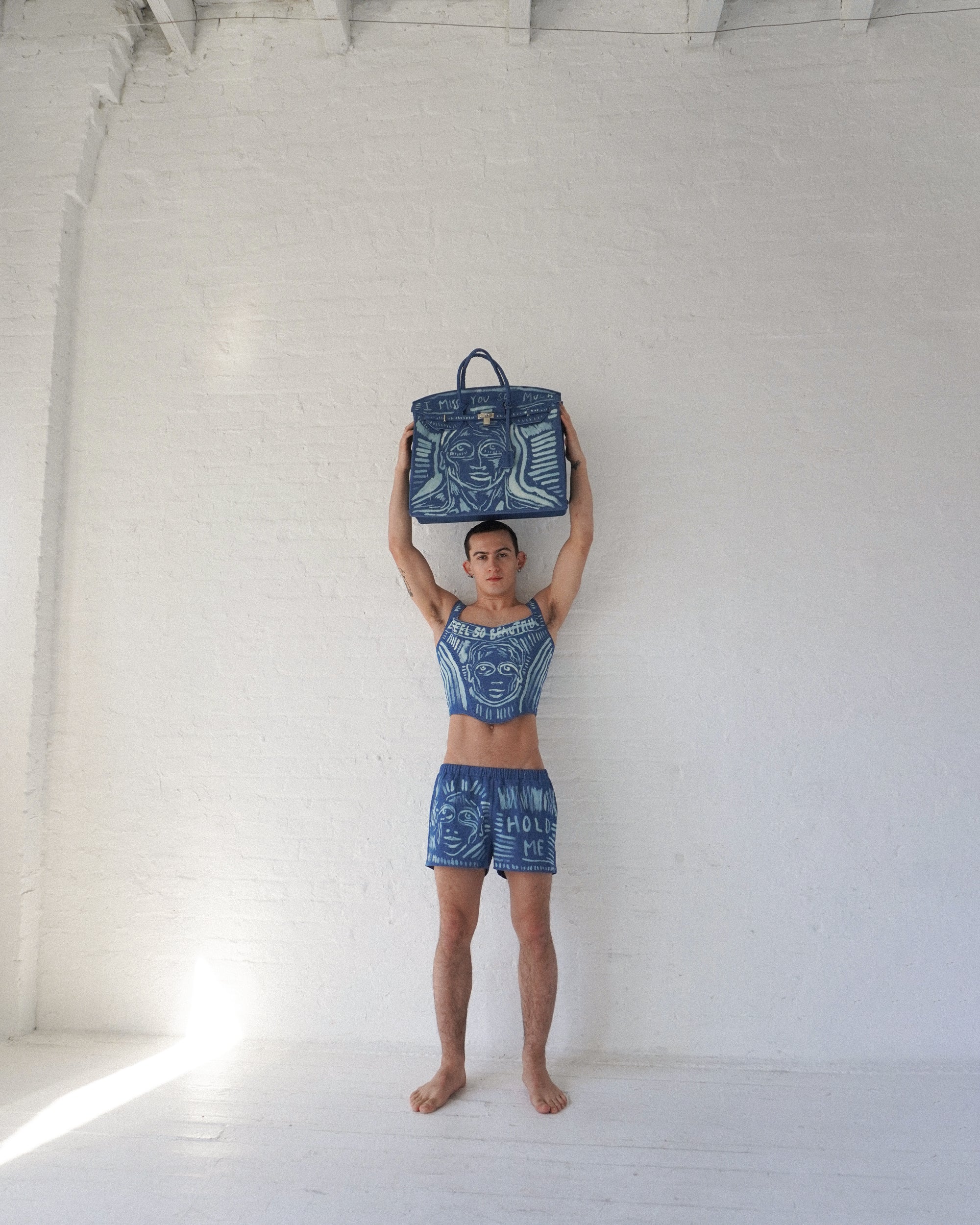 'Dearest Boy' Bleached Denim Bag - Patrick Church