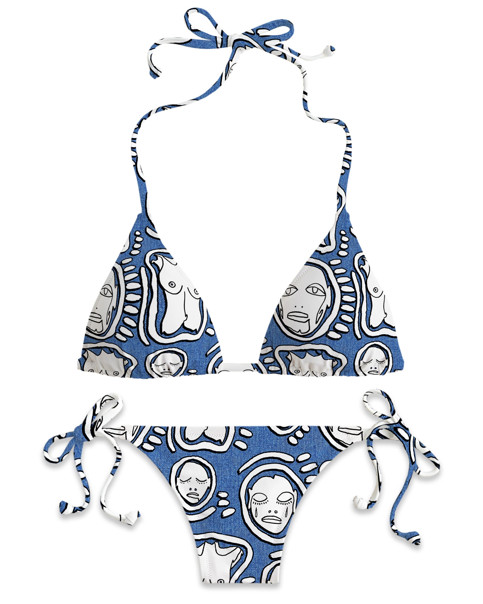 Denim 'All Over You' String Bikini Top - Patrick Church