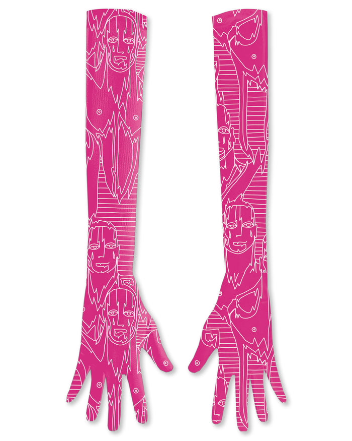 'Get In Line' Pink Opera Gloves - Patrick Church