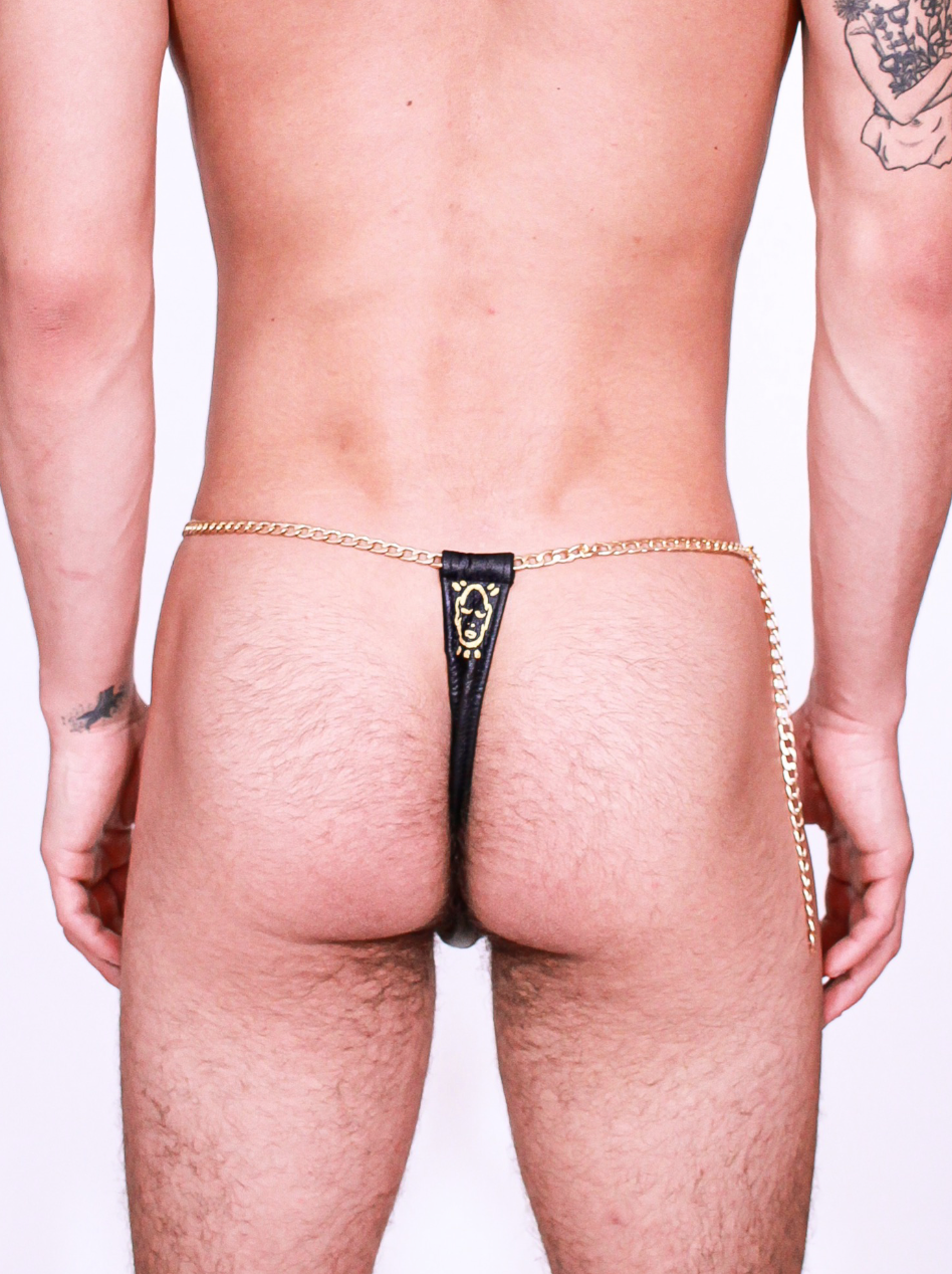 'ALL OVER YOU' Hand Painted Leather Thong - Patrick Church