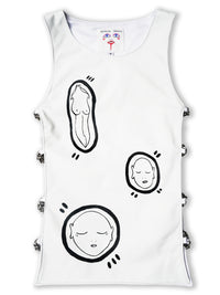 'ALL OVER YOU' Hand Painted White Leather Tank Top - Patrick Church