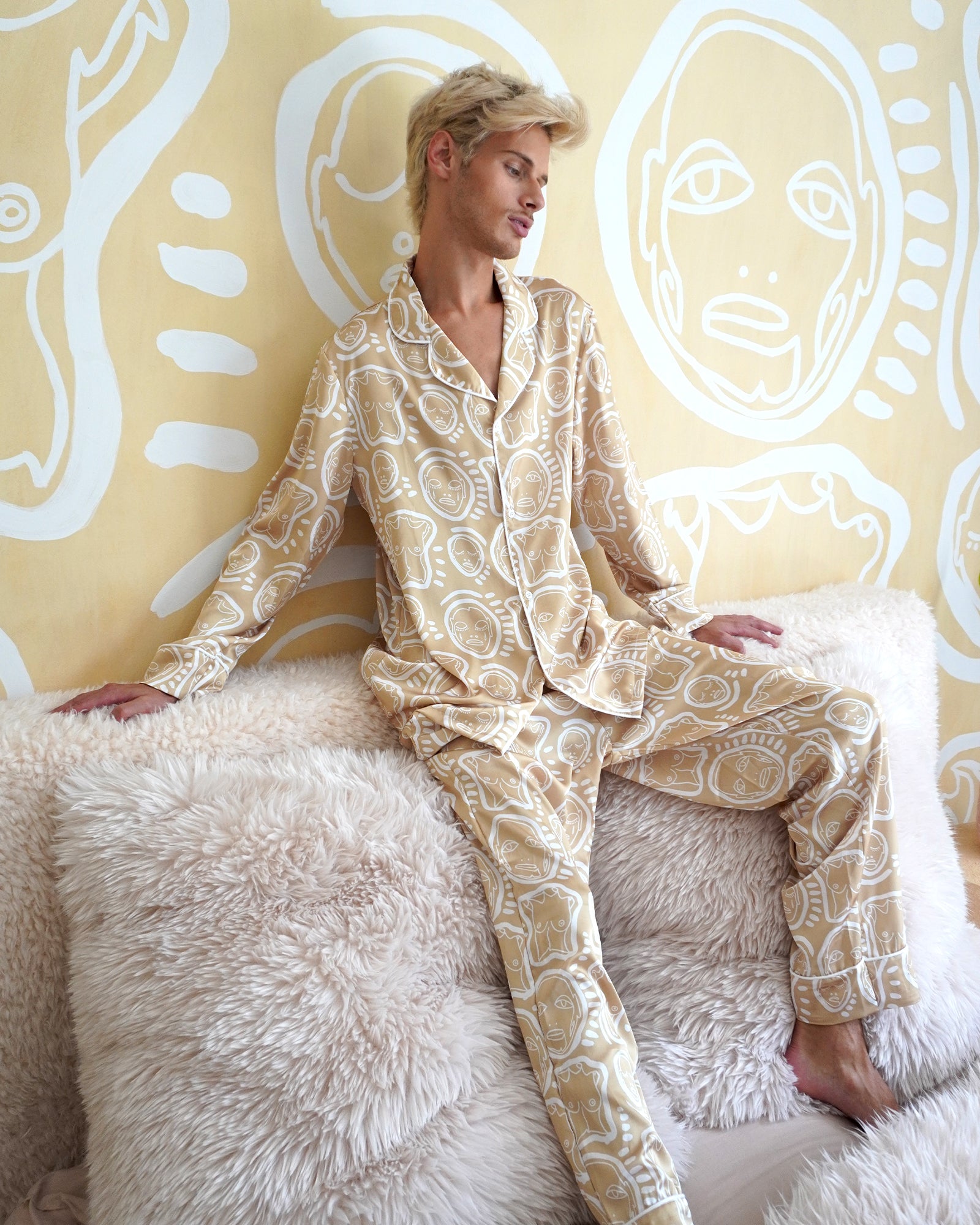 Beige 'All Over You' Pajama Set - Patrick Church